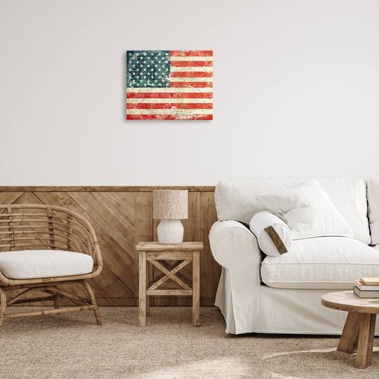 Stupell Industries Rustic American Flag Canvas Wall Art